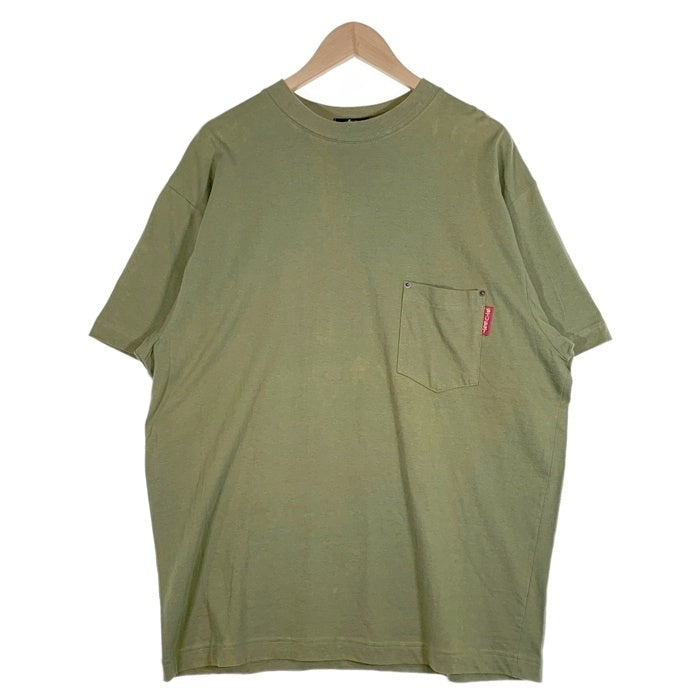80's STUSSY ステューシー リベット打ちポケット Tシャツ 無地 グリーン USA製 黒タグ Size L 福生店