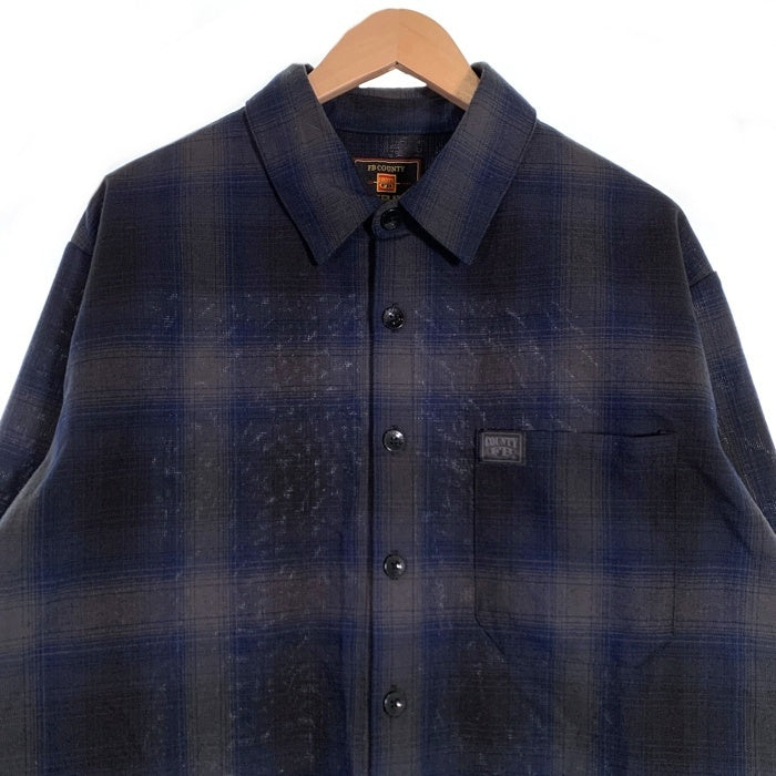 FB County エフビーカウンティー CHECKER SHIRTS オンブレチェックシャツ ネイビー ブラック Size L 福生店