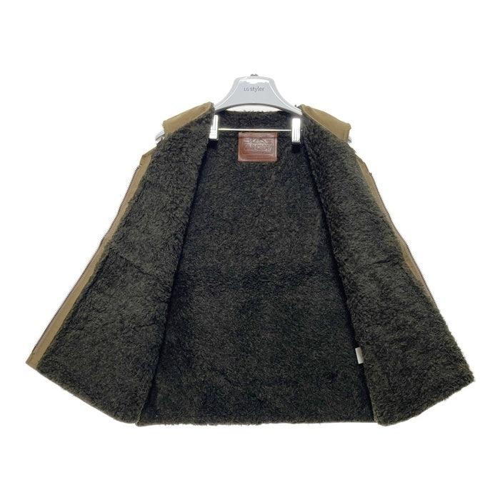 OLD CROW オールドクロウ ジャングルクロス デッキベスト ジップアップ カーキ ステンシル サンプル品 Size M 相当 瑞穂店