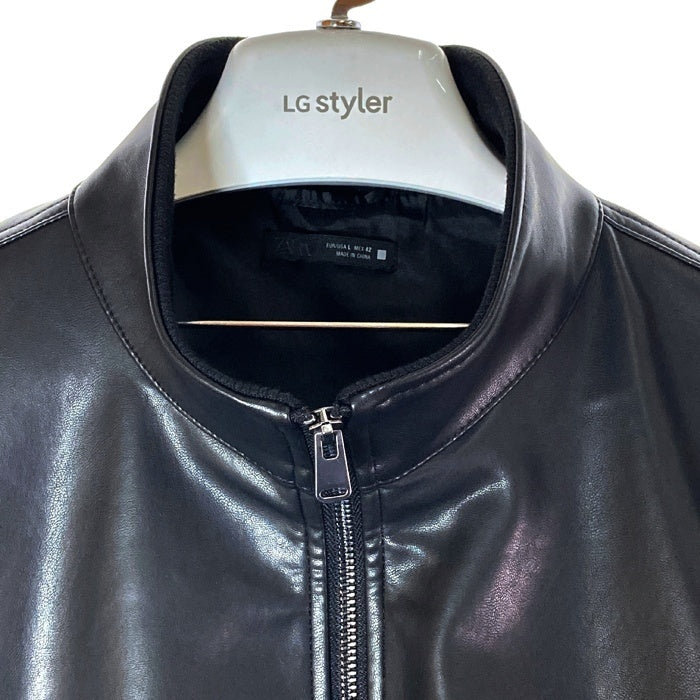 ZARA ザラ フェイクレザーボンバージャケット ブラック sizeL 瑞穂店