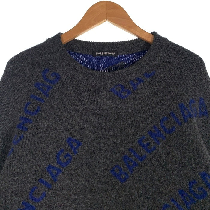 BALENCIAGA バレンシアガ 20AW ALL OVER LOGO CREWNECK クルーネック ニット セーター グレー 623283 T1567 Size M 福生店