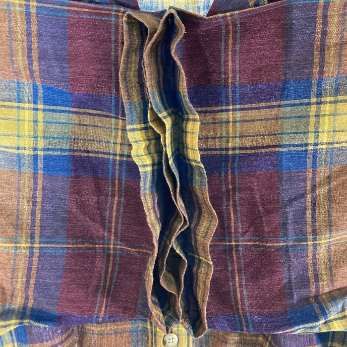 L.L.Bean エルエルビーン リネン混 オープンカラー 半袖シャツ レッド×ブルー sizeL 瑞穂店
