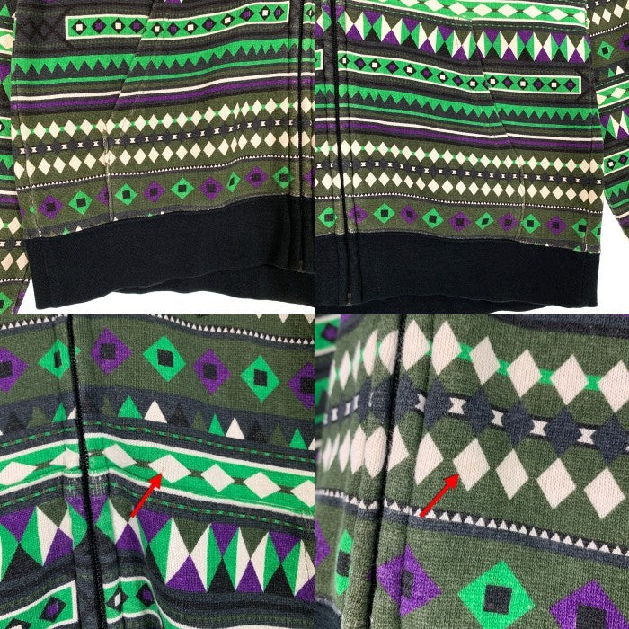 SWAGGER スワッガー 総柄 ジップアップ フーディー パーカー グリーン Size L 福生店