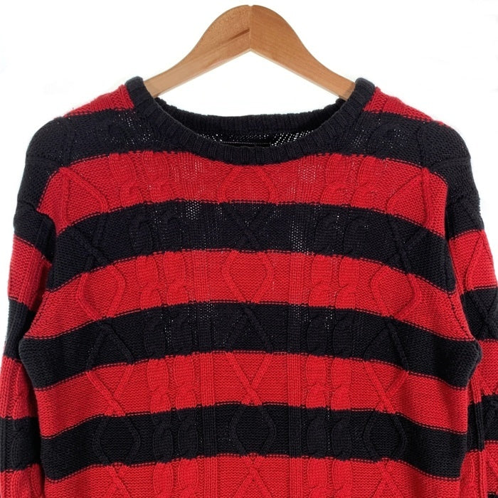 NUMBER(N)INE DENIM ナンバーナインデニム ボーダー ケーブルニットセーター レッド ブラック Size L 福生店