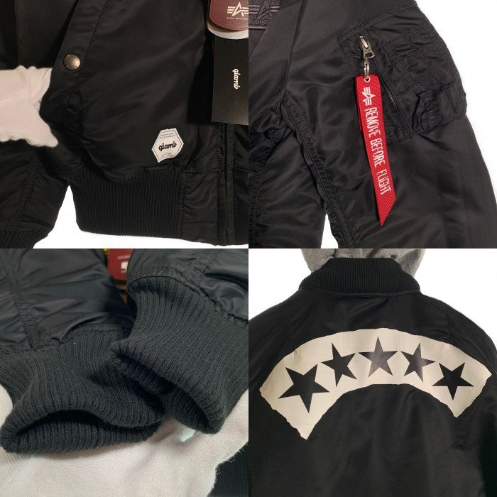 glamb グラム ALPHA アルファ MA-1 フライトジャケット スウェットフード ブラック GB15WT/JKT20 Size L 福生店
