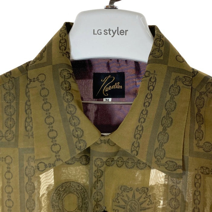 Needles ニードルズ S/S Classic Shirt クラシックシャツ 開襟 半袖 ジャカード オリーブ MR135 Size M 瑞穂店