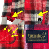 Corefighter コアファイター フランネルチェックシャツ 半袖 レッド Size L 福生店