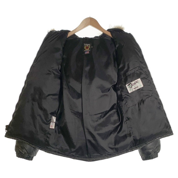 Schott ショット ラムレザー 羊革 コヨーテ ファー ダウン ジャケット ブラック USA製 Size 34 福生店