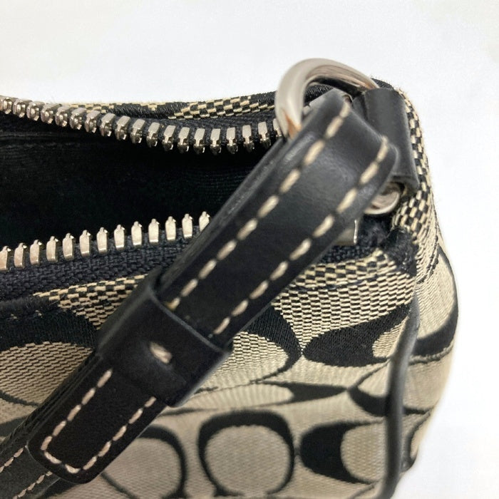 COACH コーチ 6094 アクセサリーポーチ シグネチャー キャンバス×レザー ブラック 瑞穂店