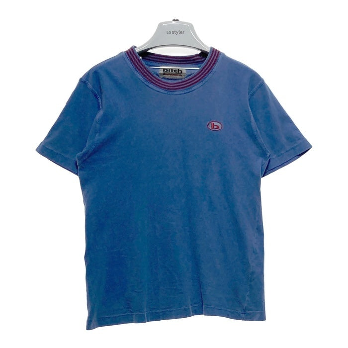 bitch skatebords ビッチ スケートボードズ 90's 首元ストライプ 胸ワンポイント Tシャツ ブルー sizeL 瑞穂店