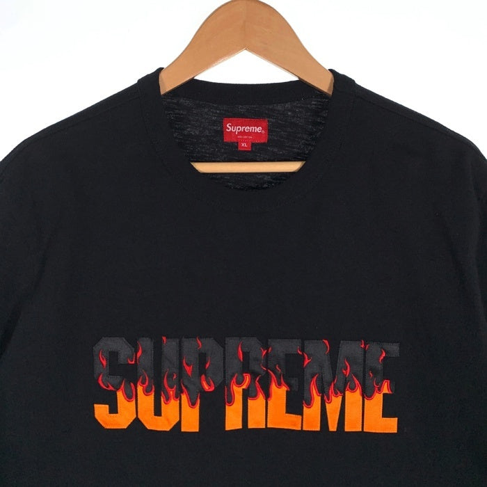 SUPREME シュプリーム 19AW Flame S/S Top フレイム ショートスリーブトップ Tシャツ ブラック Size XL 福生店