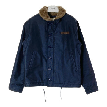 HOUSTON ヒューストン BLUE PORT 日本製 ステンシル N-1 デッキジャケット ネイビー size40 瑞穂店
