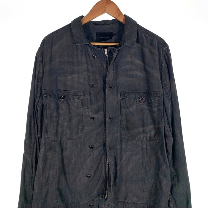DIESEL BLACK GOLD ディーゼルブラックゴールド リヨセル USED加工 長袖シャツ ボタン ファスナー ブラック Size 50 福生店