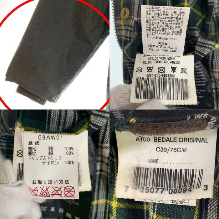 Barbour バブアー A100 BEDALE ORIGINAL ビデイル オイルドジャケット オリーブ Size C30 福生店