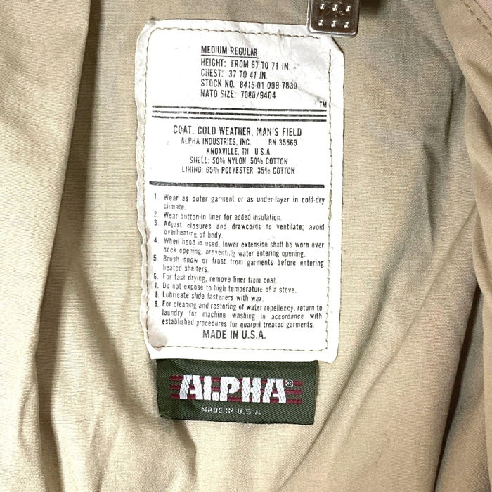ALPHA INDUSTRIES アルファインダストリーズ USA製 80's 旧タグ SCOVILL M-65 フィールドジャケット デザートカモ sizeM-R 瑞穂店