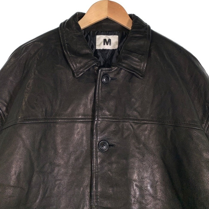 M エム used wash leather car coat ユーズドウォッシュ レザーカーコート ジャケット 中綿 ブラック M-JK-07 Size F 福生店