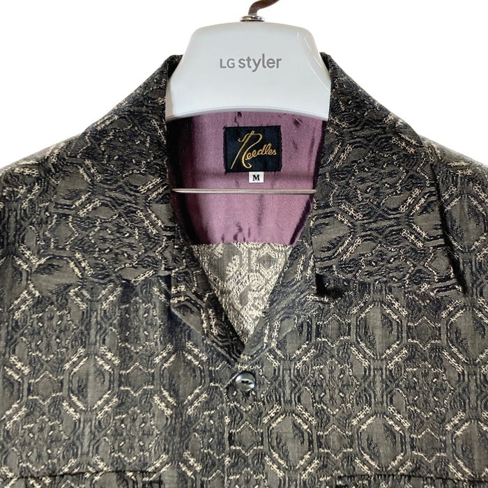 Needles ニードルズ S/S Classic Shirt CU/C Geometric Jq. ショートスリーブ クラシックシャツ オープンカラー 総柄 ジャカード グレー MR122 Size M 瑞穂店
