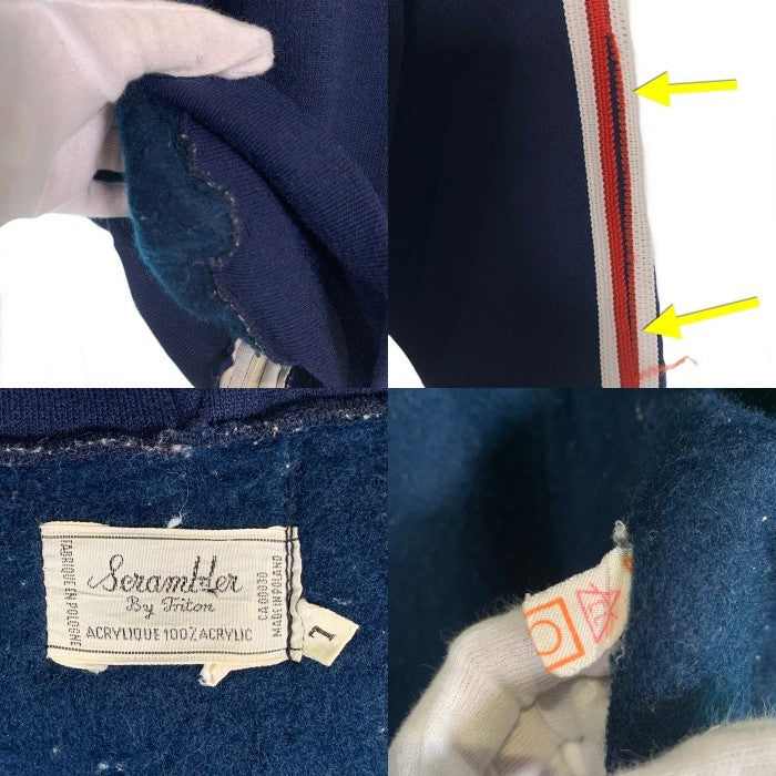 70's Scrambler by Triton スクランブラー ジップアップフーディー パーカー トリコロール ネイビー ポーランド製 Size L 福生店