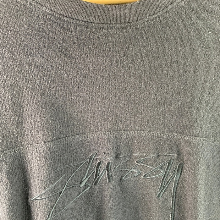 STUSSY ステューシー Reverse Terry Football 刺繡ロゴ フットボールTシャツ ブラック 1140005 Size XL 福生店