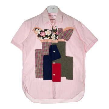 COMME des GARCONS SHIRT コムデギャルソンシャツ S22028 ドッグプリント パッチワーク 半袖シャツ ピンク sizeXS 瑞穂店