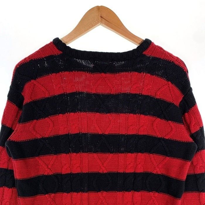 NUMBER(N)INE DENIM ナンバーナインデニム ボーダー ケーブルニットセーター レッド ブラック Size L 福生店