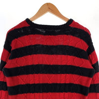 NUMBER(N)INE DENIM ナンバーナインデニム ボーダー ケーブルニットセーター レッド ブラック Size L 福生店