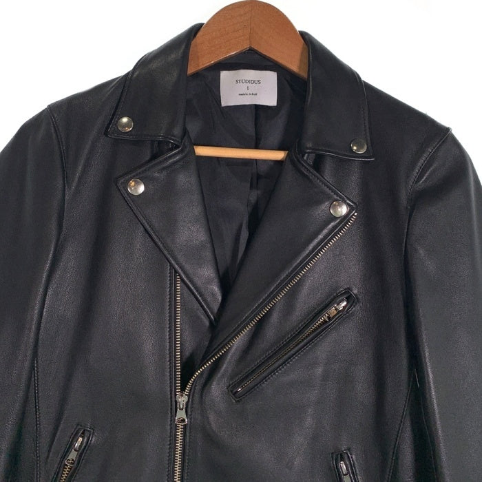 STUDIOUS ステュディオス ラムレザー ダブルライダースジャケット ブラック 107352002 Size 1 福生店