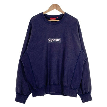 SUPREME シュプリーム 25SS Washed Box Logo Crewneck ウォッシュドボックスロゴクルーネックスウェットトレーナー ネイビー Size XL 福生店