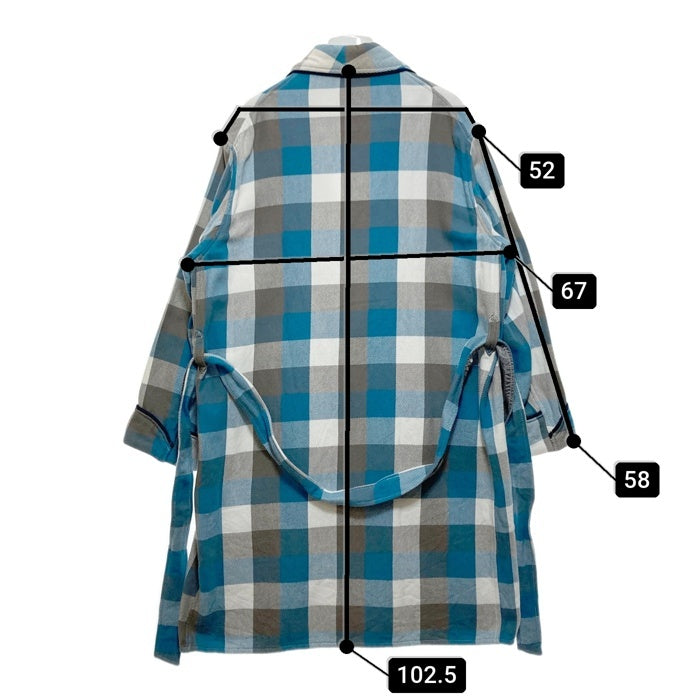 YOUNG&OLSEN ヤングアンドオルセン ガウンコート チェック ホワイトxブルー size 瑞穂店