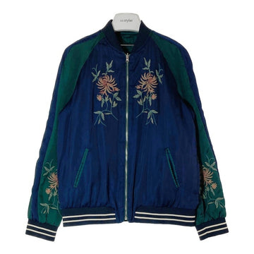 ZARA ザラ サテンスカジャン リバーシブル ネイビーxグリーン sizeS 瑞穂店