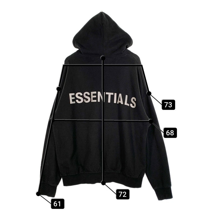 ESSENTIALS エッセンシャルズ リフレクターロゴプリント プルオーバースウェットパーカー ブラック Size L 福生店