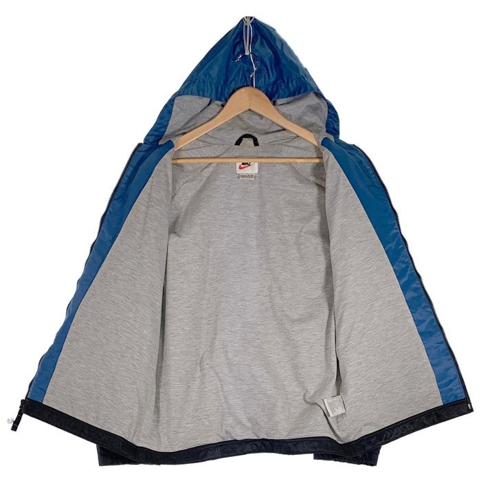 90-00's NIKE ナイキ ジップアップジャケット パーカー ブラック ブルー ポリエステル 白タグ Size XL(18-20) 福生店