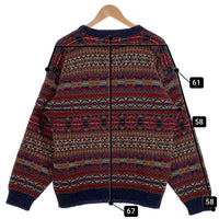 90's WOOLRICH ウールリッチ フェアアイル柄 ニット セーター バーガンディー ネイビー Size L 福生店