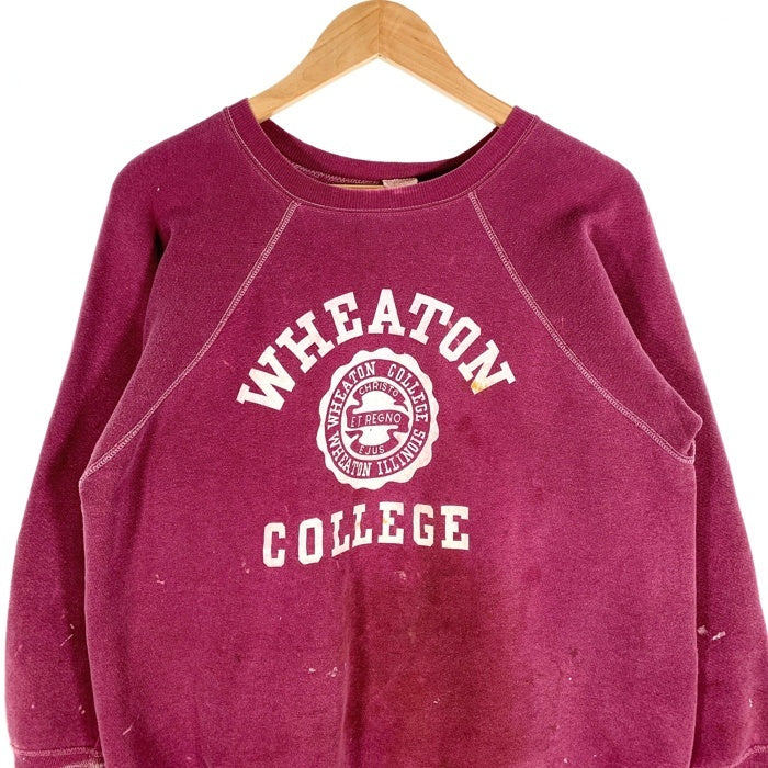 60's Champion チャンピオン WHEATON COLLEGE プリント ラグランスリーブ クルーネックスウェットトレーナー バーガンディ C中ランタグ Size L 福生店