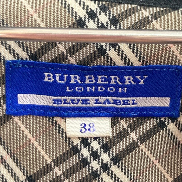 BURBERRY BLUE LABEL バーバリー ブルーレーベル コットンツイル ジップアップノースリーブワンピース 隠れフード ブラック size38 瑞穂店