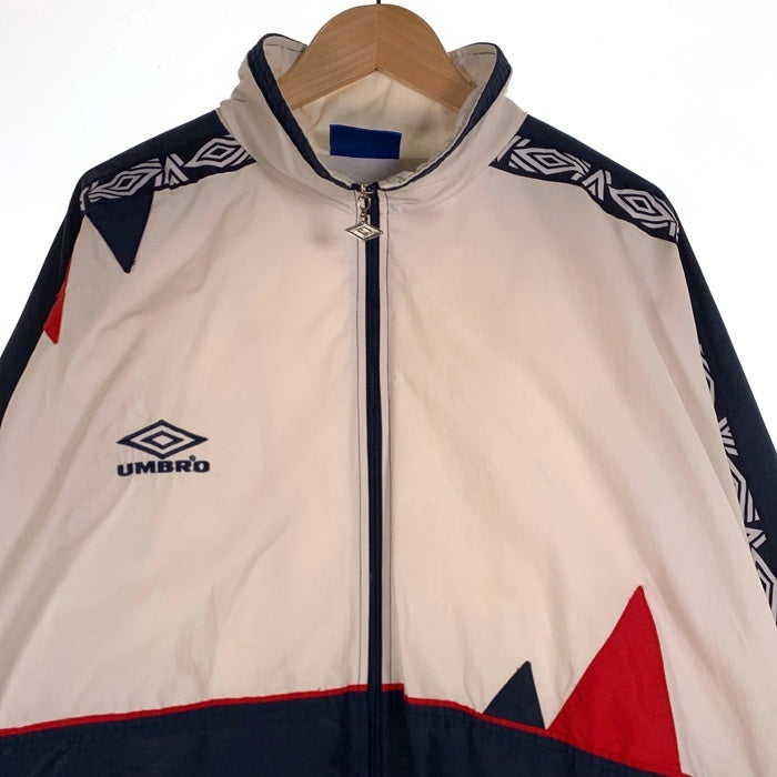 90`s UMBRO アンブロ ナイロン トラックジャケット ホワイト ネイビー レッド Size XXL 福生店