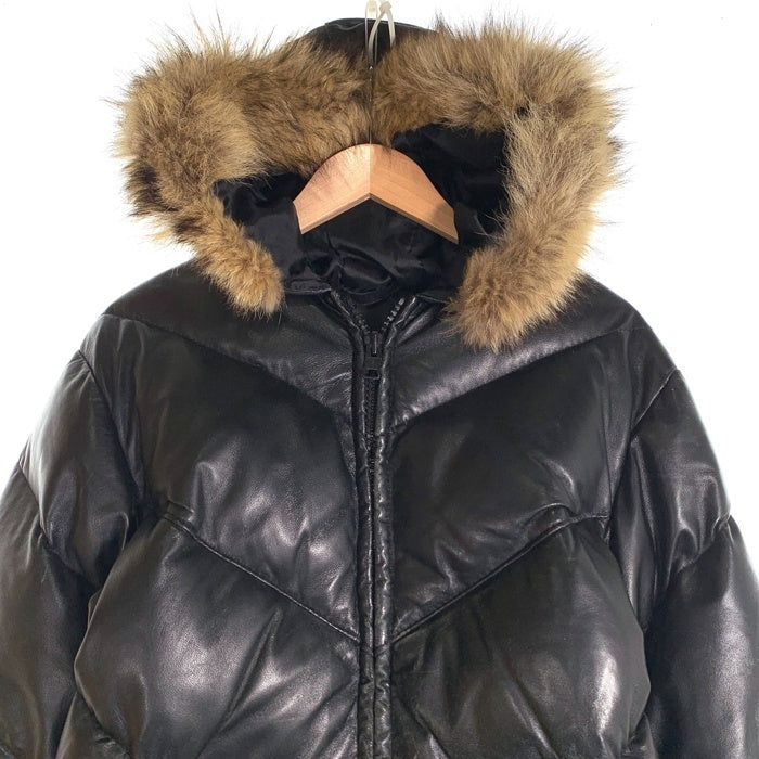 Schott ショット ラムレザー 羊革 コヨーテ ファー ダウン ジャケット ブラック USA製 Size 34 福生店