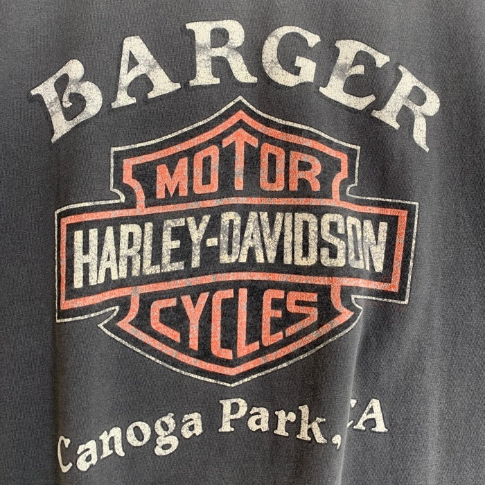 80-90's Harley-Davidson ハーレーダビッドソン イーグル バー&シールド プリントTシャツ フェードブラック Hanes USA製 Size XL 福生店