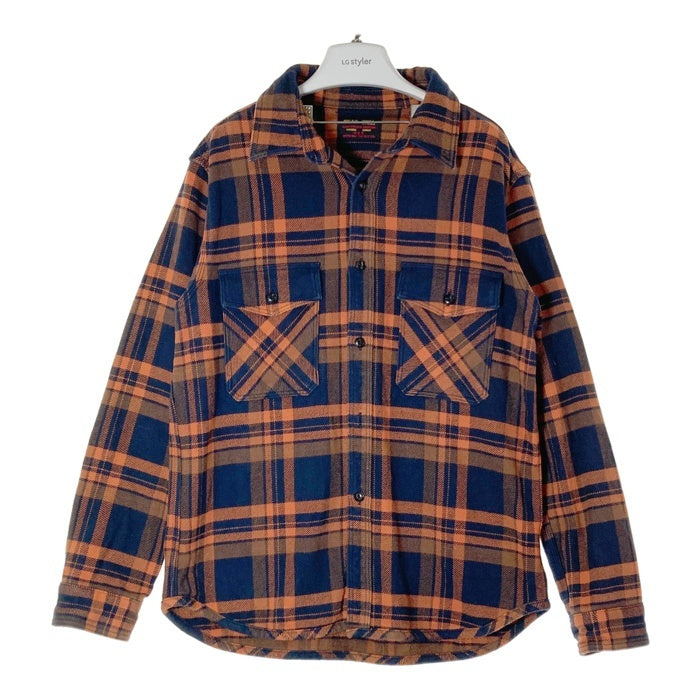 UES ウエス 猫目ボタン ヘビーネルシャツ ブラックxオレンジ size5 瑞穂店