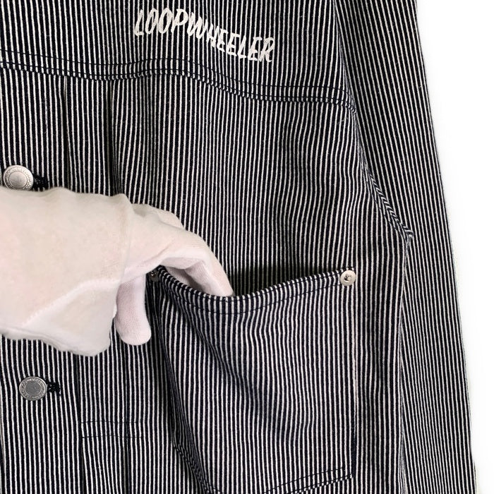 LOOPWHEELER ループウィラー 受注会限定 ヒッコリー 吊り天笠 1stタイプ トラッカージャケット ヒッコリー ストライプ Size M 福生店