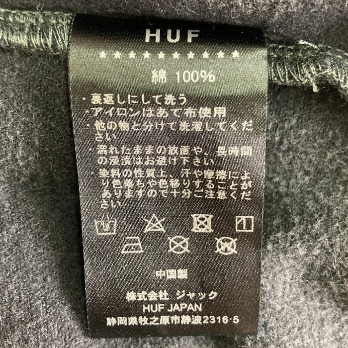 HUF ハフ DISTRESSED LOGO HALF ZIP ハーフジップ プルオーバー ブラックデニム ブラック sizeXL 瑞穂店