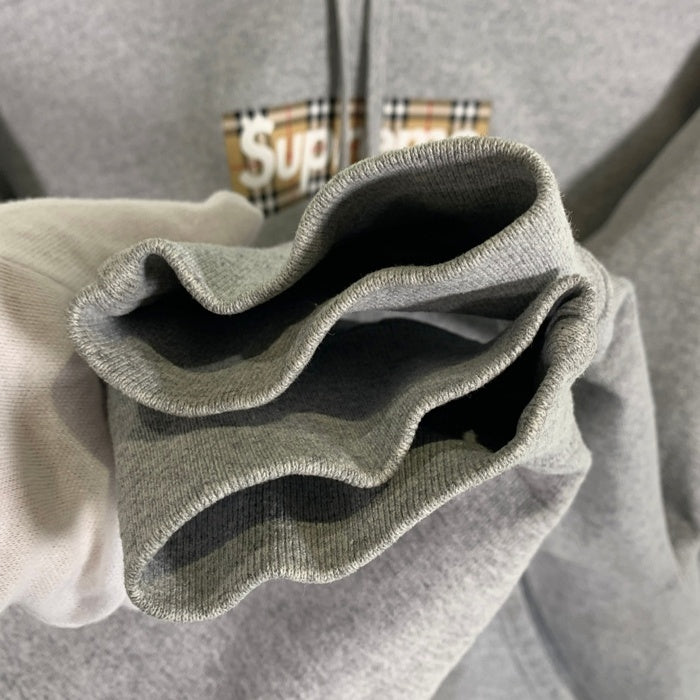 SUPREME シュプリーム BURBERRY バーバリー 22SS Box Logo Hooded Sweatshirt ボックスロゴ プルオーバー フーディー パーカー グレー カナダ製 Size S 福生店