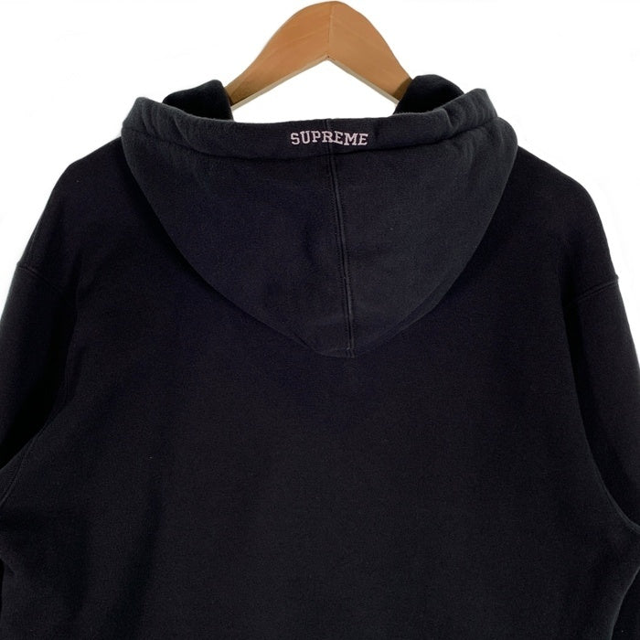 SUPREME シュプリーム 19AW NIKE ナイキ Leather Applique Hooded Sweatshirt レザーアップリケ プルオーバースウェットパーカー ブラック CK6225-010 Size M 福生店