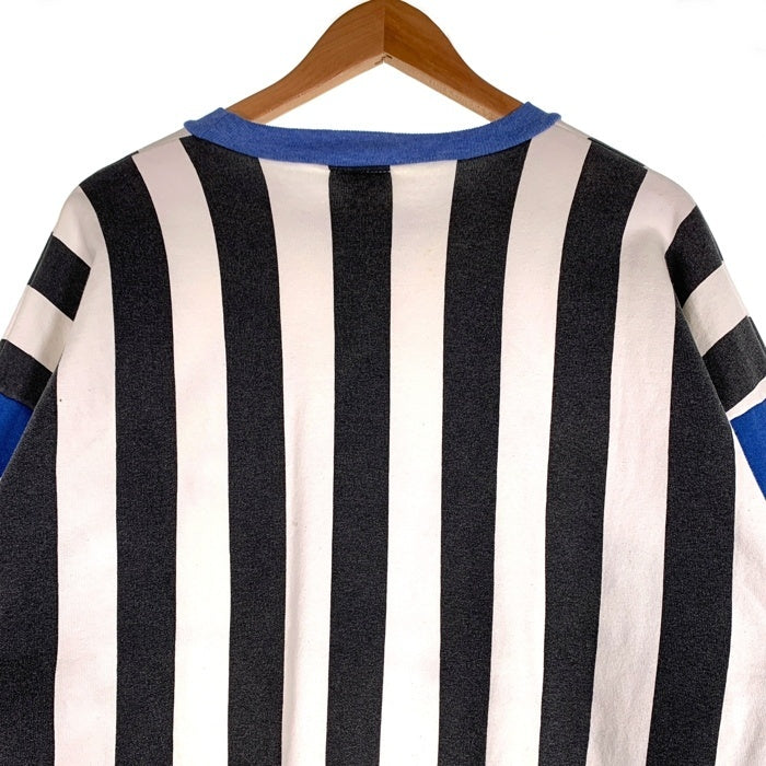 90's THE MAIN EVENT SPORTS BAR & GRILL Pontiac Silverdome シルバードーム スタジアム プリント クルーネックスウェットトレーナー ストライプ ホワイト ブルー USA製 Size M 福生店