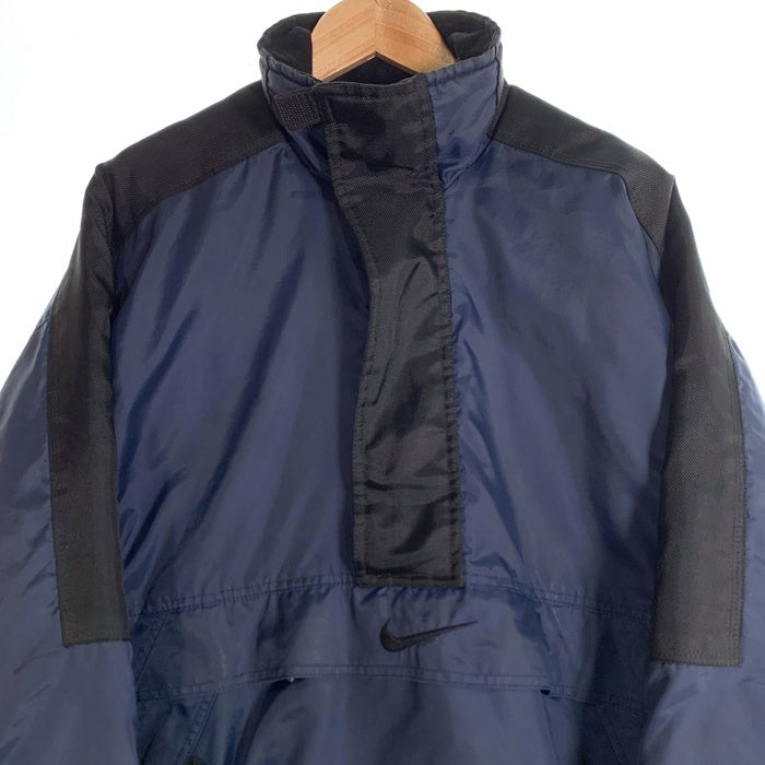 90-00's NIKE ナイキ ナイロン アノラック プルオーバージャケット 中綿 ネイビー ブラック Size M 福生店