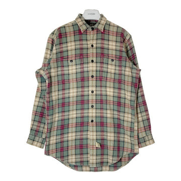 RRL ダブルアールエル 三ツ星タグ 猫目ボタン ヘビーネルシャツ ブラウンxグリーン sizeS 瑞穂店