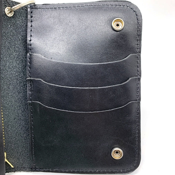 HTC エイチティーシー フラワースタッズ ミディアムウォレット レザー 財布 ブラック 福生店