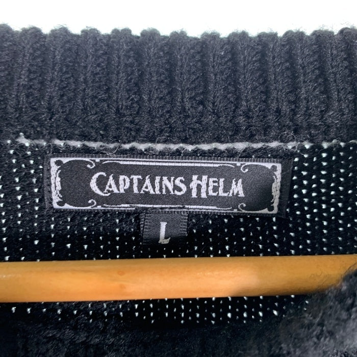 CAPTAINS HELM キャプテンズヘルム 17AW BORDER SWEATER ボーダークルーネックセーター ブラック ホワイト ポリ アクリル ウール Size L 福生店