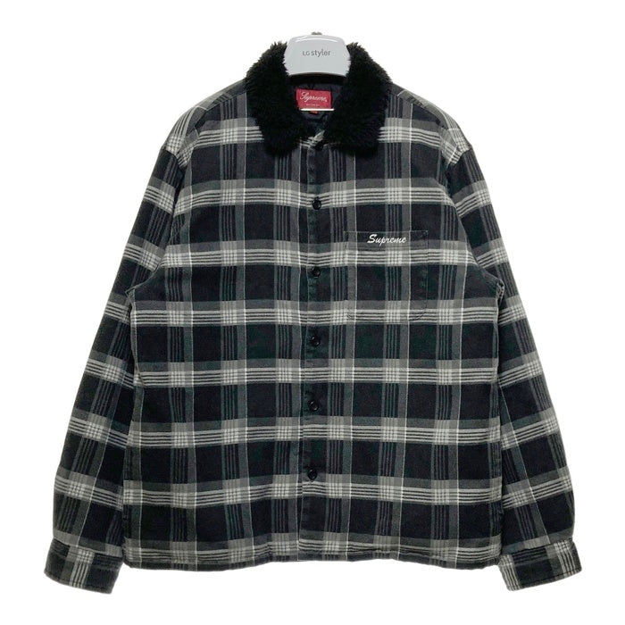 SUPREME シュプリーム 21AW  Faux Fur Collar Flannel Shirt  ファーカラー チェック フランネルシャツ ブラック Size M 瑞穂店