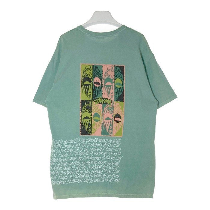 STUSSY ステューシー Masks Pigment Dye 民族 マスク Tシャツ グリーン sizeL 瑞穂店